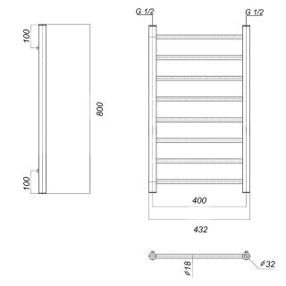 Полотенцесушитель водяной Domoterm Медея П8 400x800 золото